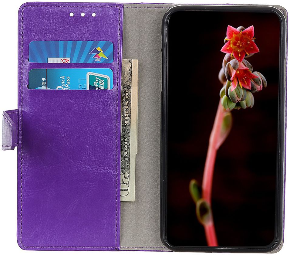 Samsung Galaxy A50 Book Case Hoesje Wallet Standaard Kunst Leer Paars afbeelding 2