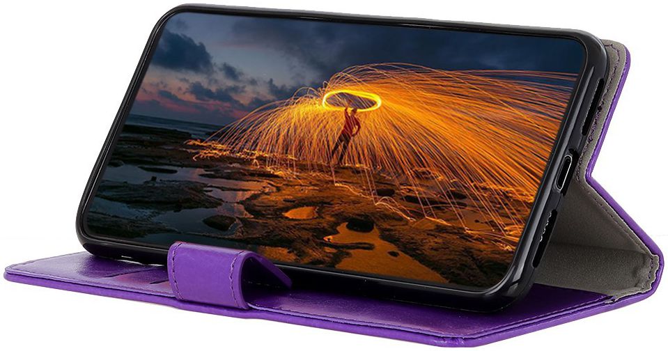 Samsung Galaxy A50 Book Case Hoesje Wallet Standaard Kunst Leer Paars afbeelding 5