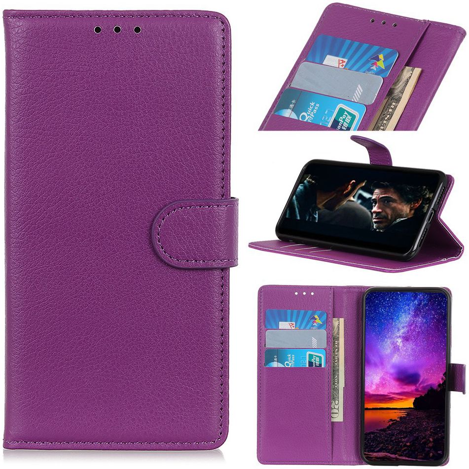 Samsung Galaxy A50 Book Case Hoesje Wallet Kunst Leer Paars afbeelding 11