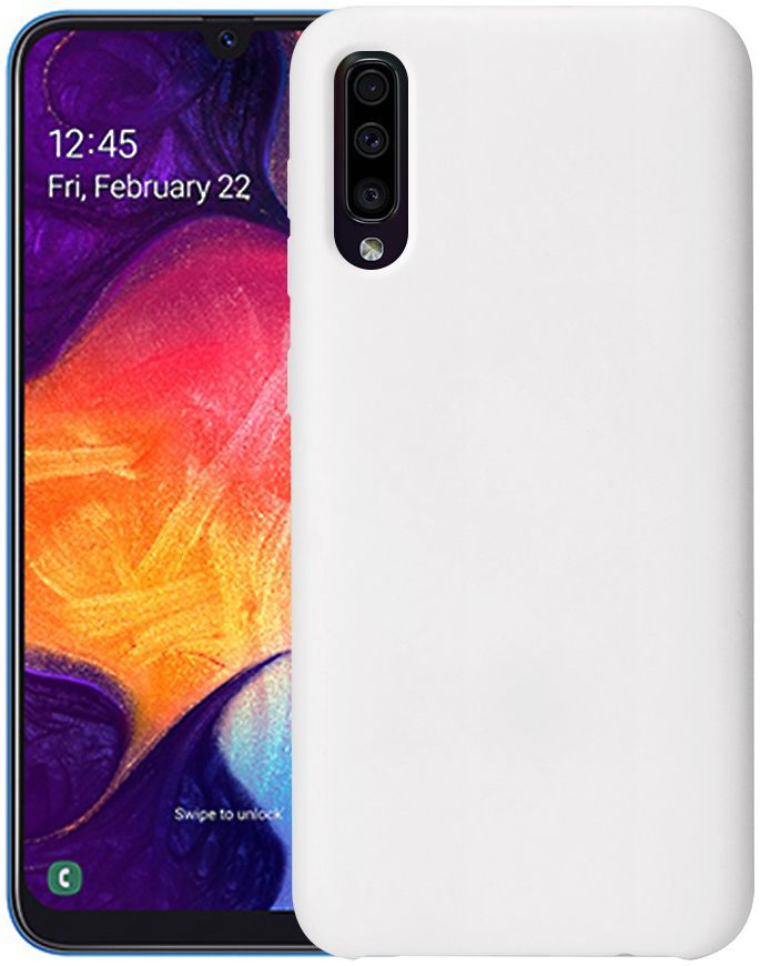 Samsung Galaxy A50 Hoesje TPU met Rubber Coating Wit afbeelding 1