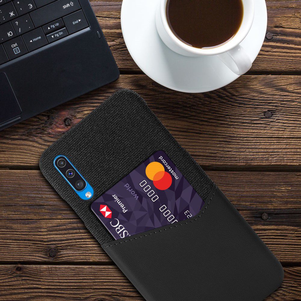 Samsung Galaxy A50 Hoesje Back Cover met Kaarthouder Zwart afbeelding 4