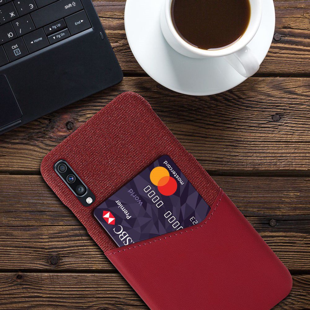 Samsung Galaxy A70 Back Cover met Kaarthouder Rood afbeelding 4