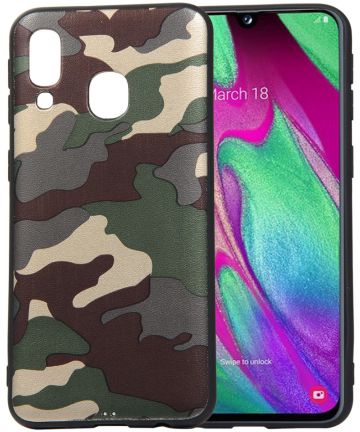 Samsung Galaxy A40 TPU Hoesje met Camouflage Print Groen Hoesjes