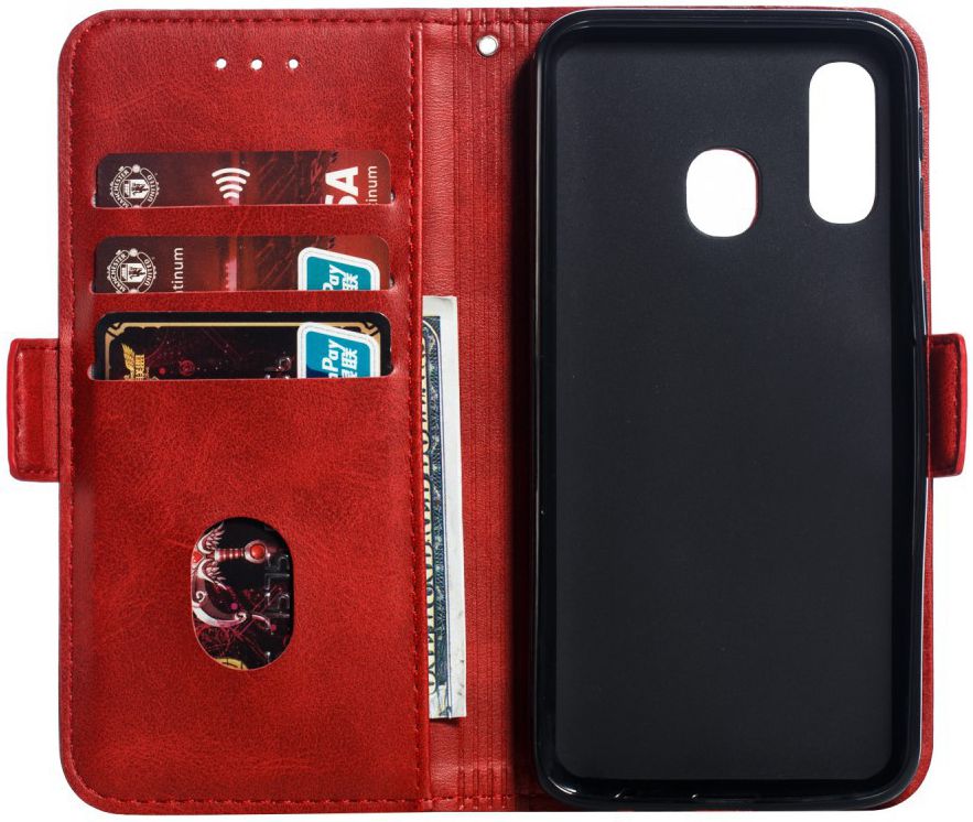 Samsung Galaxy A40 Portemonnee Hoesje met Standaard Rood afbeelding 2