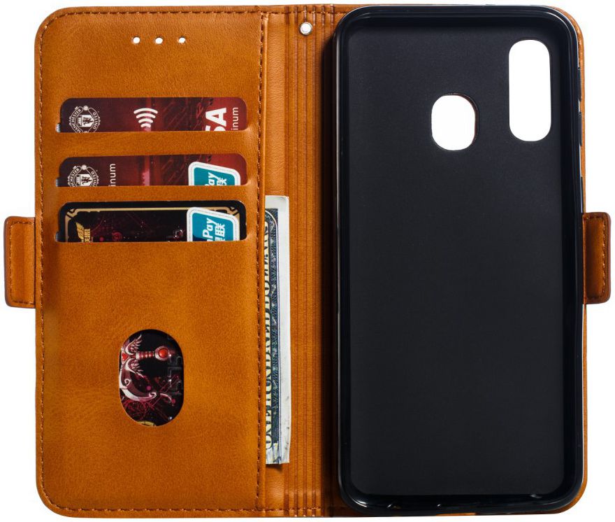 Samsung Galaxy A40 Portemonnee Hoesje met Standaard Bruin afbeelding 1