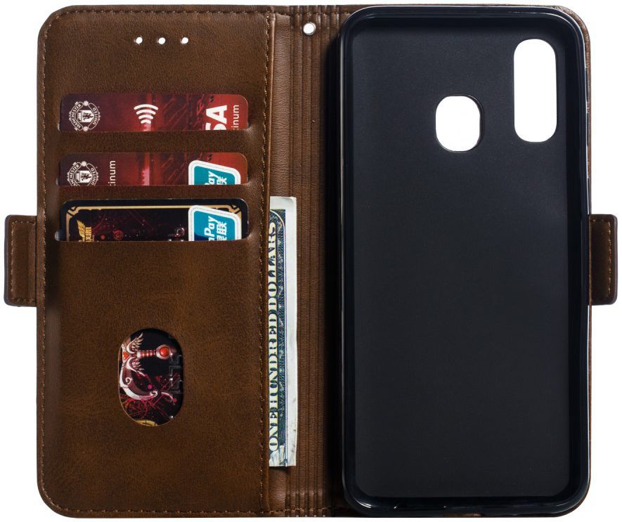 Samsung Galaxy A40 Portemonnee Hoesje met Standaard Donkerbruin afbeelding 2
