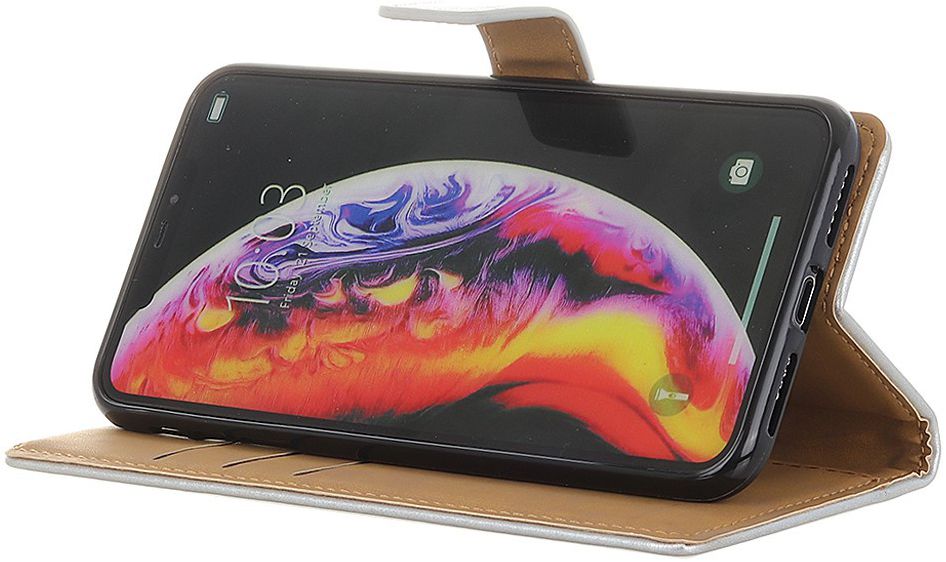 Samsung Galaxy A40 Stijlvol Portemonnee Hoesje met Standaard Zilver afbeelding 3