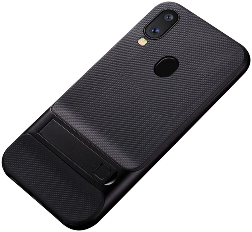 Samsung Galaxy A40 Stijlvol Hybride Kickstand Hoesje Zwart afbeelding 1