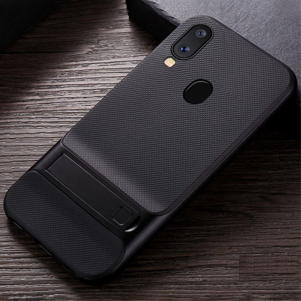 Samsung Galaxy A40 Stijlvol Hybride Kickstand Hoesje Zwart afbeelding 2
