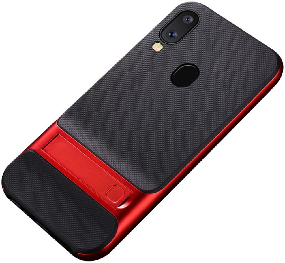 Samsung Galaxy A40 Stijlvol Hybride Kickstand Hoesje Rood afbeelding 1