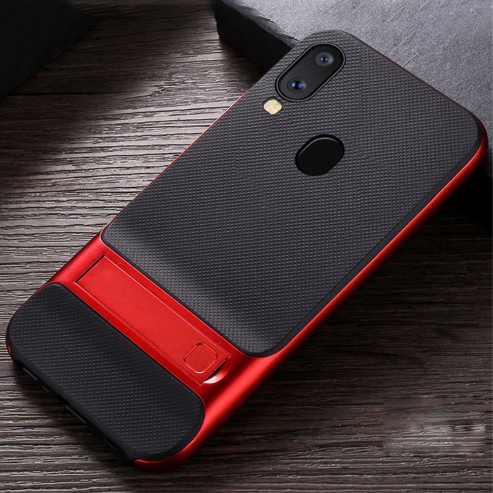 Samsung Galaxy A40 Stijlvol Hybride Kickstand Hoesje Rood afbeelding 2