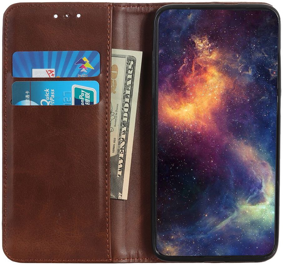 Samsung Galaxy A40 Splitleren Portemonnee Hoesje Donkerbruin afbeelding 2