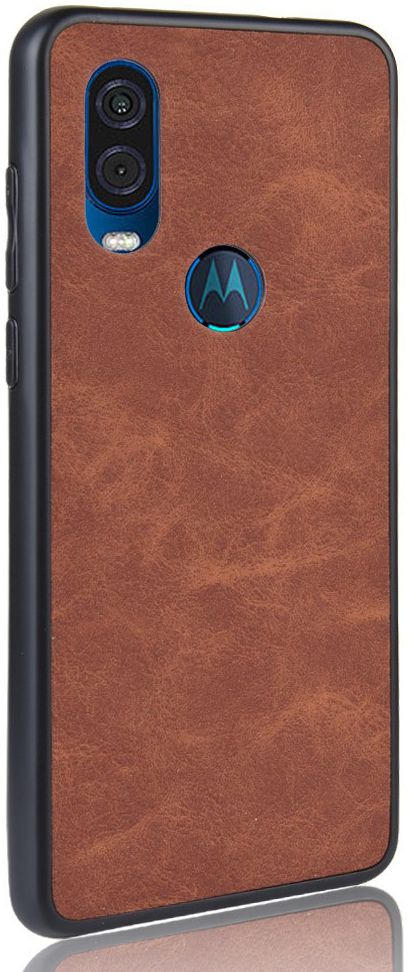 Motorola One Vision Hoesje met Kunstleer Coating Bruin afbeelding 3