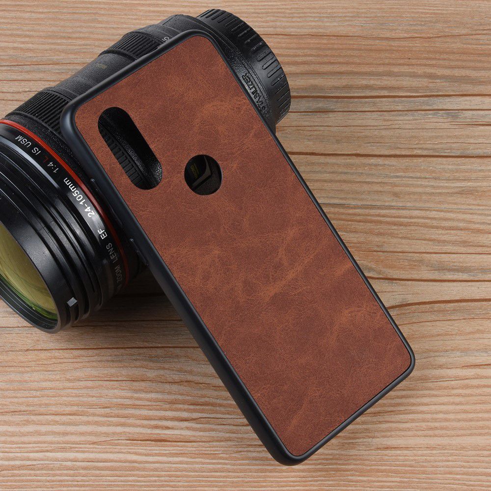 Motorola One Vision Hoesje met Kunstleer Coating Bruin afbeelding 5