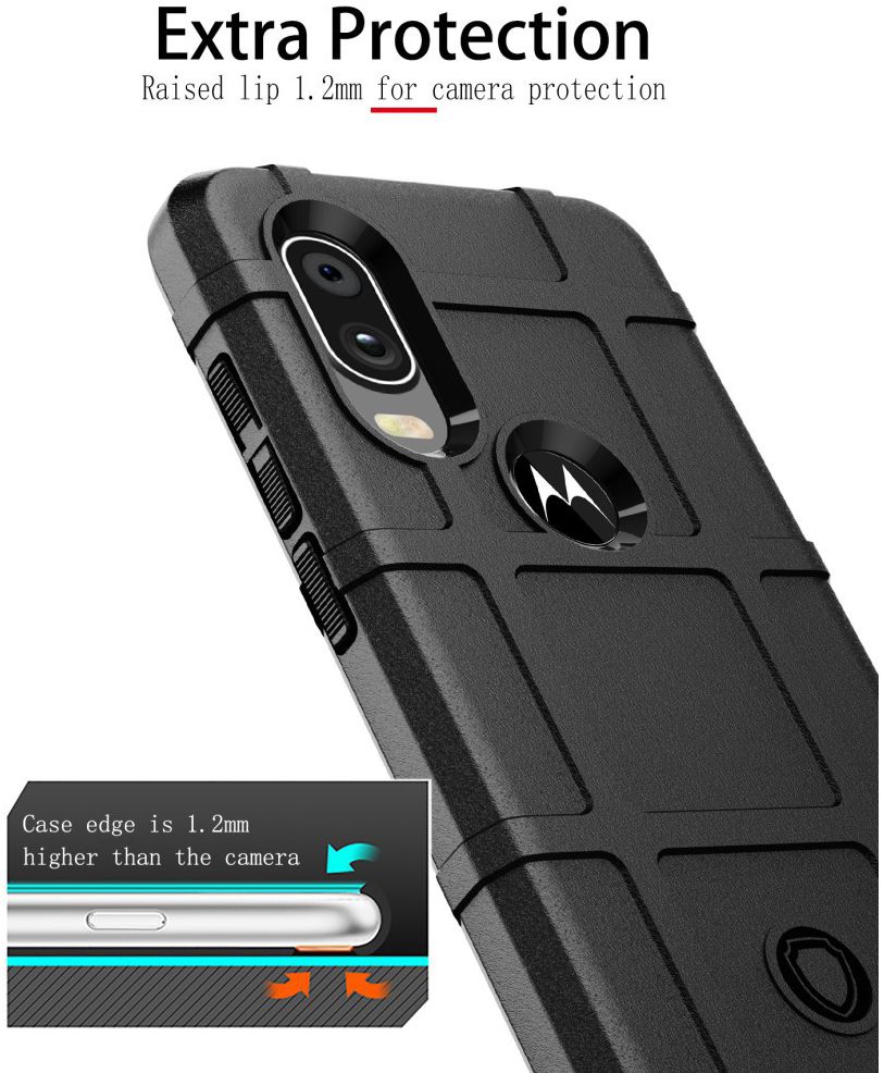 Motorola One Vision Rugged Armor Hoesje Zwart afbeelding 3