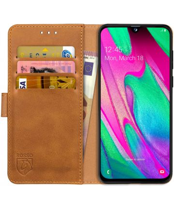 Rosso Element Samsung Galaxy A40 Hoesje Book Cover Lichtbruin Hoesjes