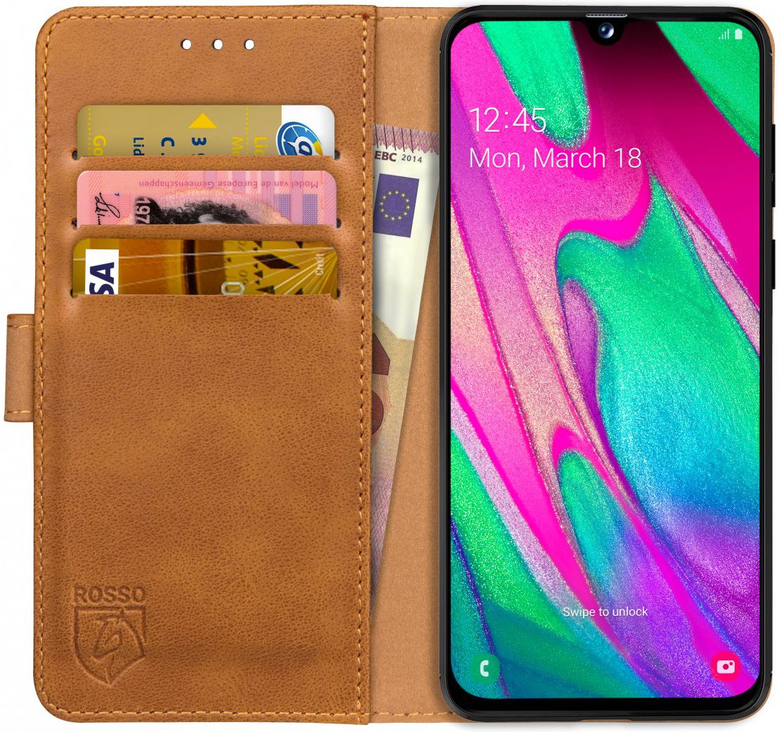 Rosso Element Samsung Galaxy A40 Hoesje Book Cover Lichtbruin afbeelding 1