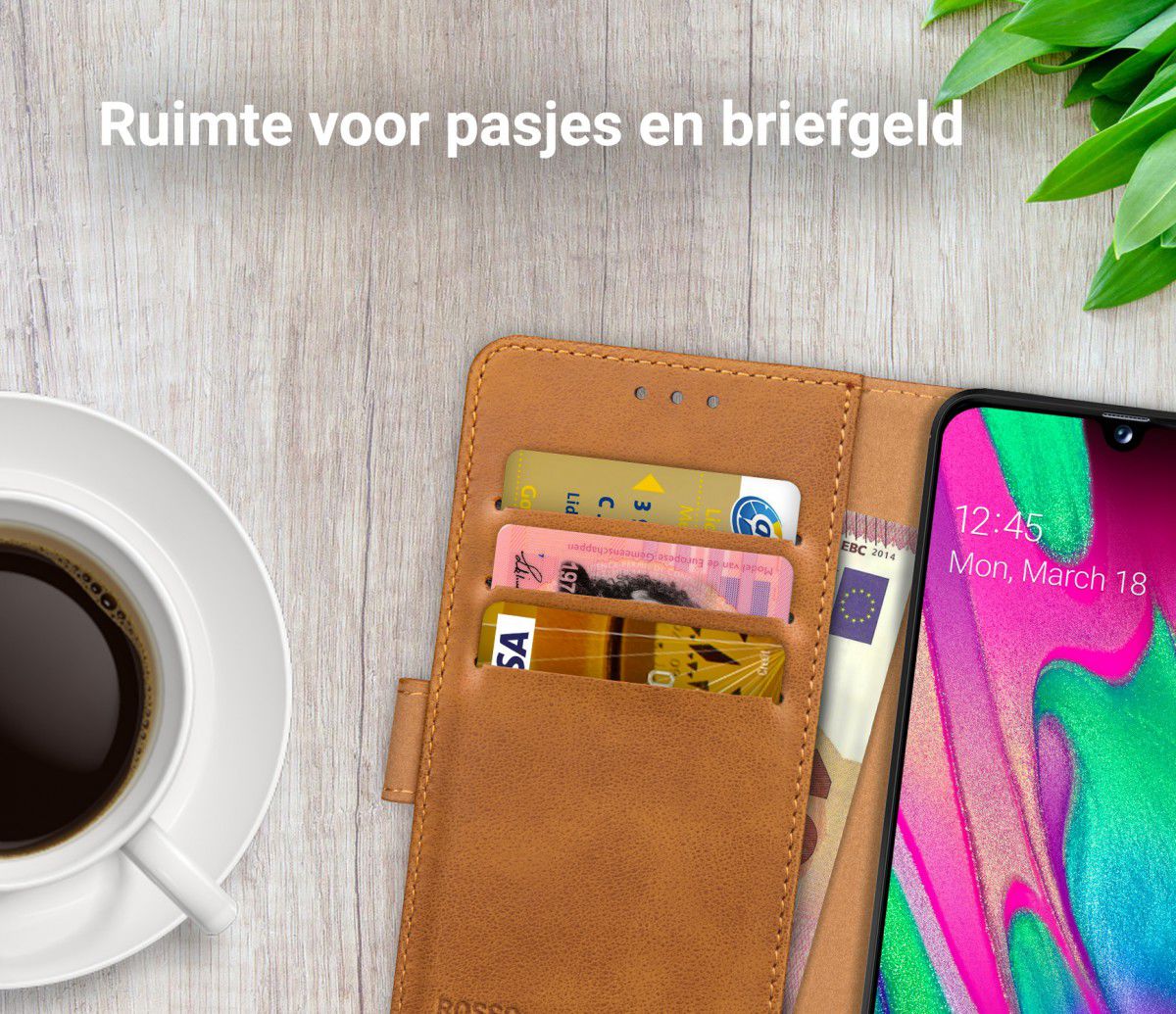 Rosso Element Samsung Galaxy A40 Hoesje Book Cover Lichtbruin afbeelding 9
