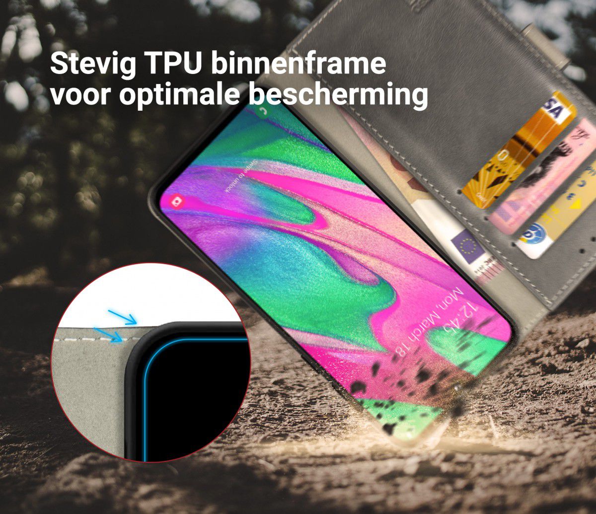 Rosso Element Samsung Galaxy A40 Hoesje Book Cover Grijs afbeelding 5
