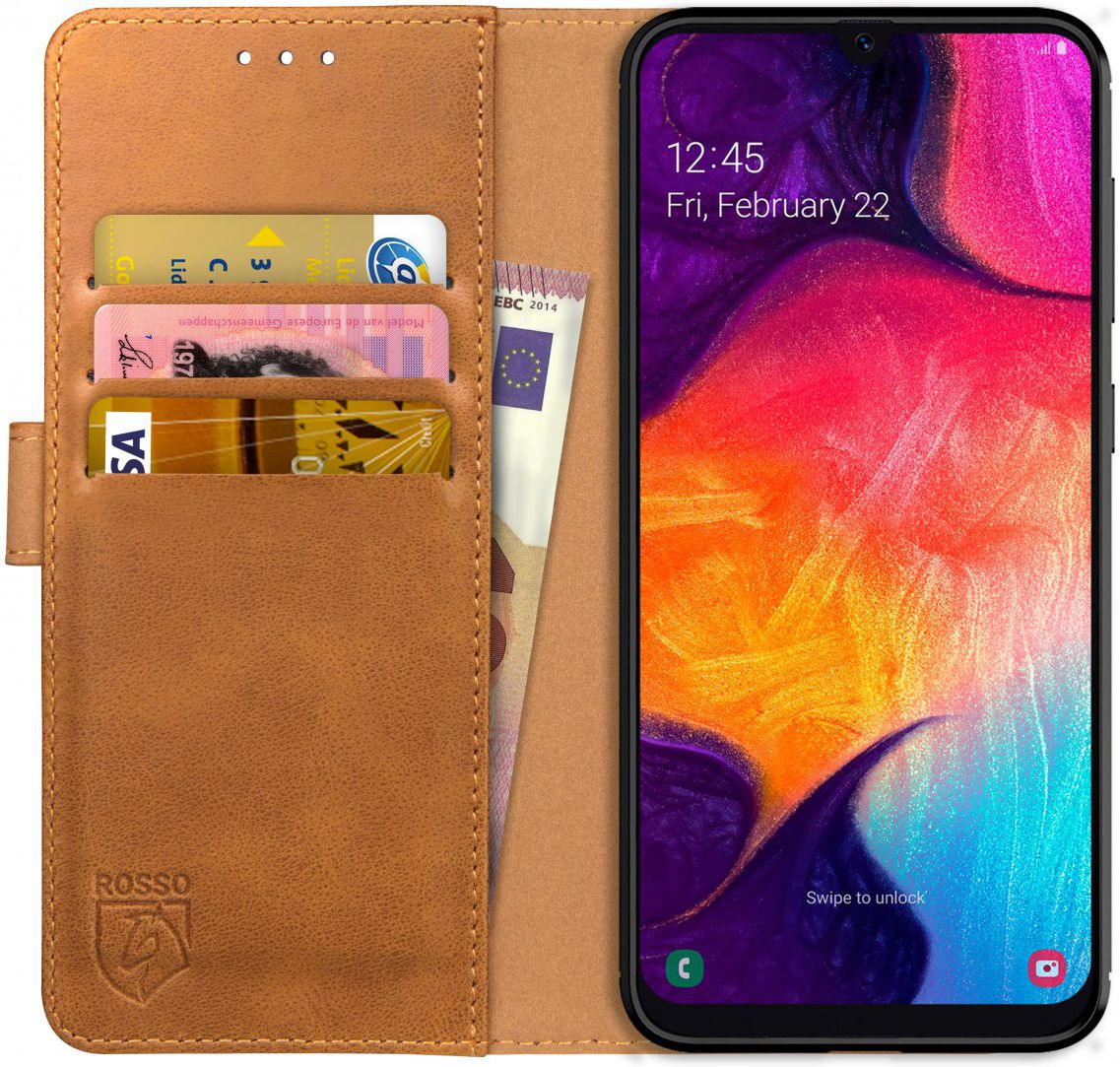 Rosso Element Samsung Galaxy A50 Hoesje Book Cover Lichtbruin afbeelding 1