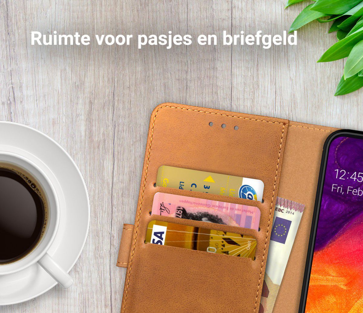 Rosso Element Samsung Galaxy A50 Hoesje Book Cover Lichtbruin afbeelding 9