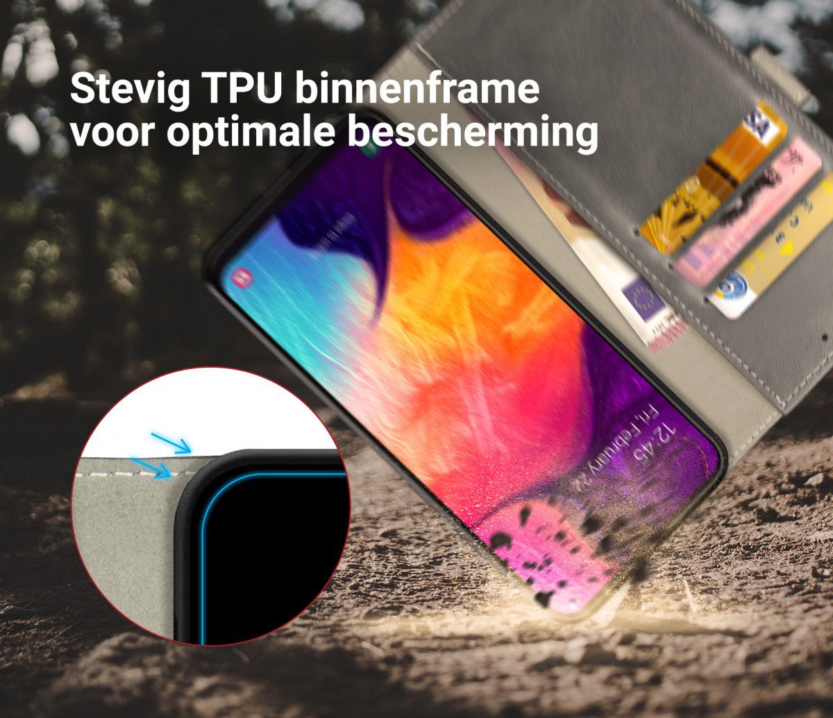 Rosso Element Samsung Galaxy A50 Hoesje Book Cover Grijs afbeelding 4
