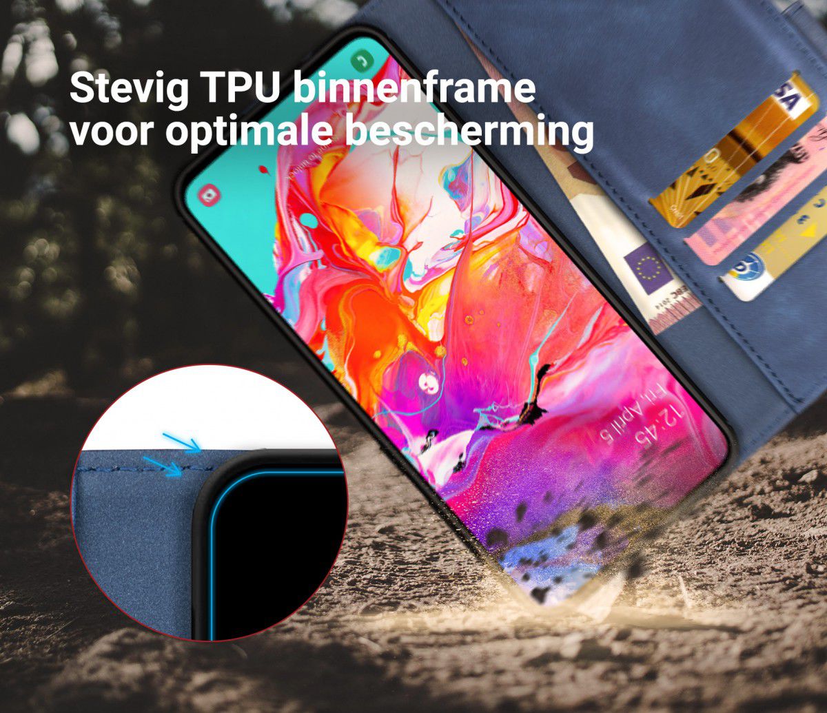 Rosso Element Samsung Galaxy A70 Hoesje Book Cover Blauw afbeelding 9
