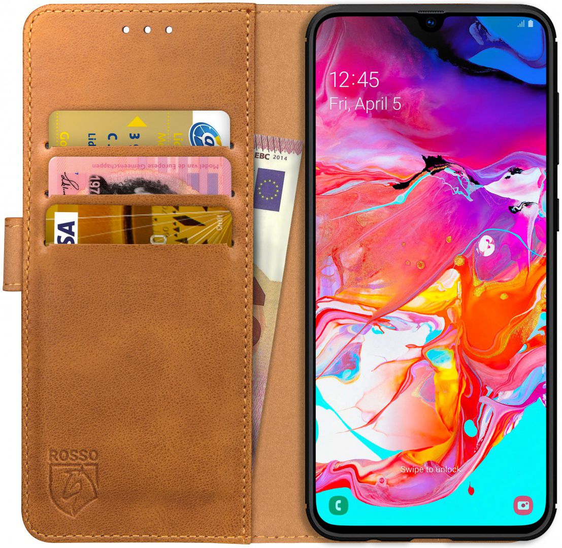 Rosso Element Samsung Galaxy A70 Hoesje Book Cover Lichtbruin afbeelding 1