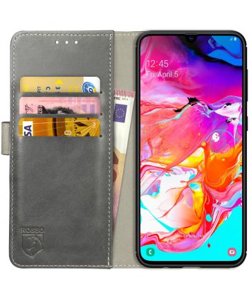 Rosso Element Samsung Galaxy A70 Hoesje Book Cover Grijs Hoesjes