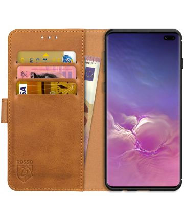 Rosso Element Samsung Galaxy S10 Plus Hoesje Book Cover Lichtbruin Hoesjes