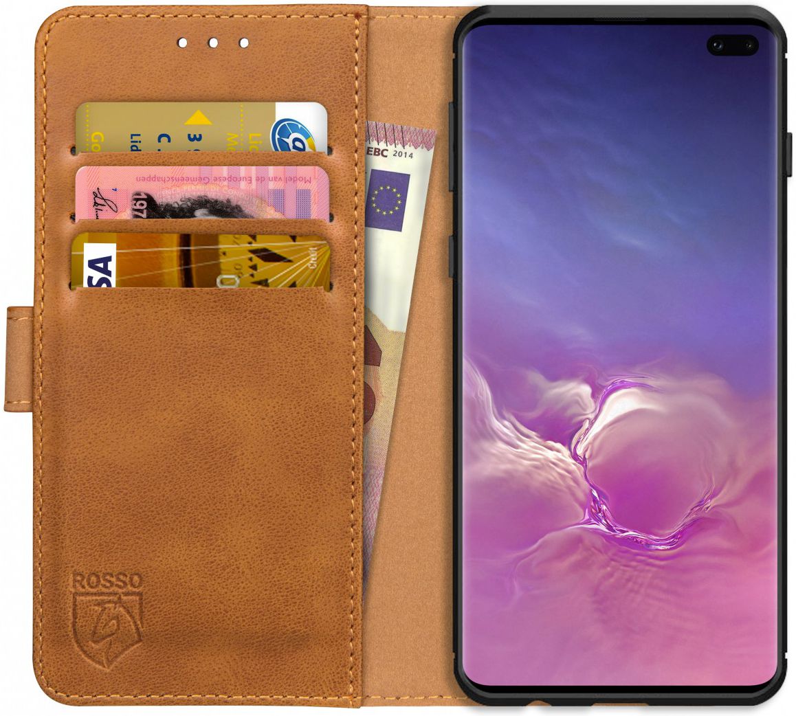 Rosso Element Samsung Galaxy S10 Plus Hoesje Book Cover Lichtbruin afbeelding 1