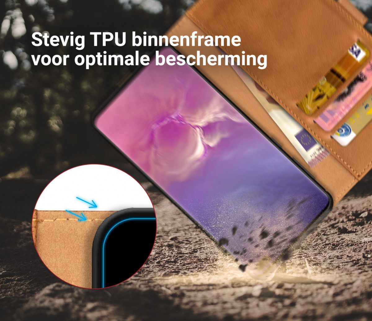 Rosso Element Samsung Galaxy S10 Plus Hoesje Book Cover Lichtbruin afbeelding 6
