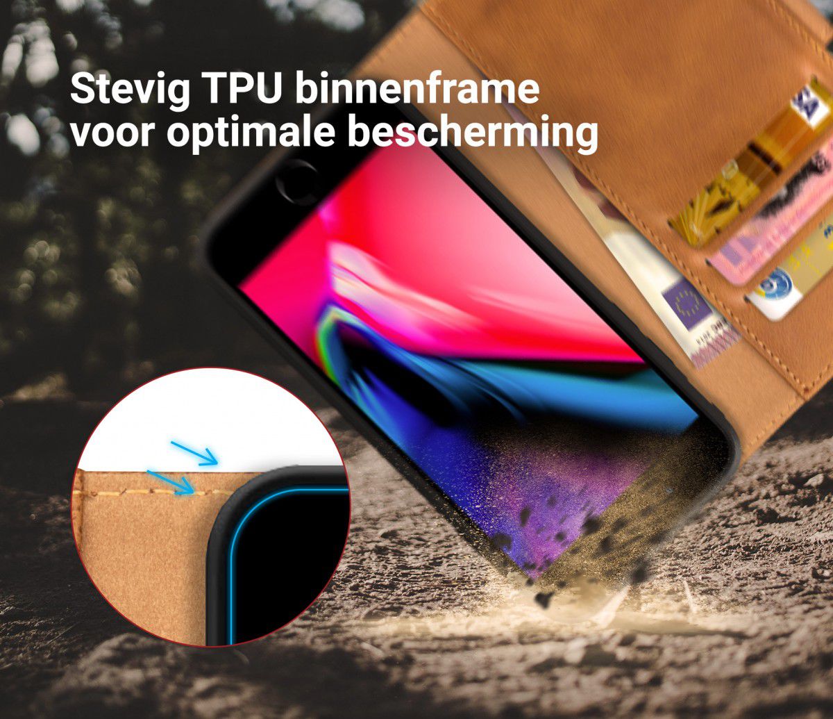Rosso Element Apple iPhone 7 / 8 Hoesje Book Cover Lichtbruin afbeelding 6