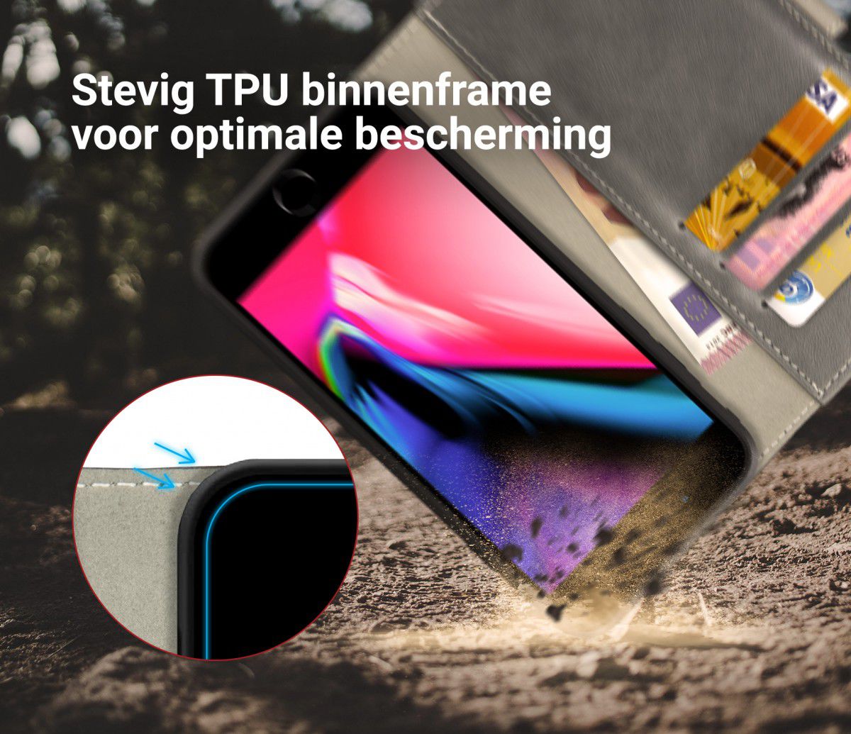 Rosso Element Apple iPhone 7 / 8 Hoesje Book Cover Grijs afbeelding 5