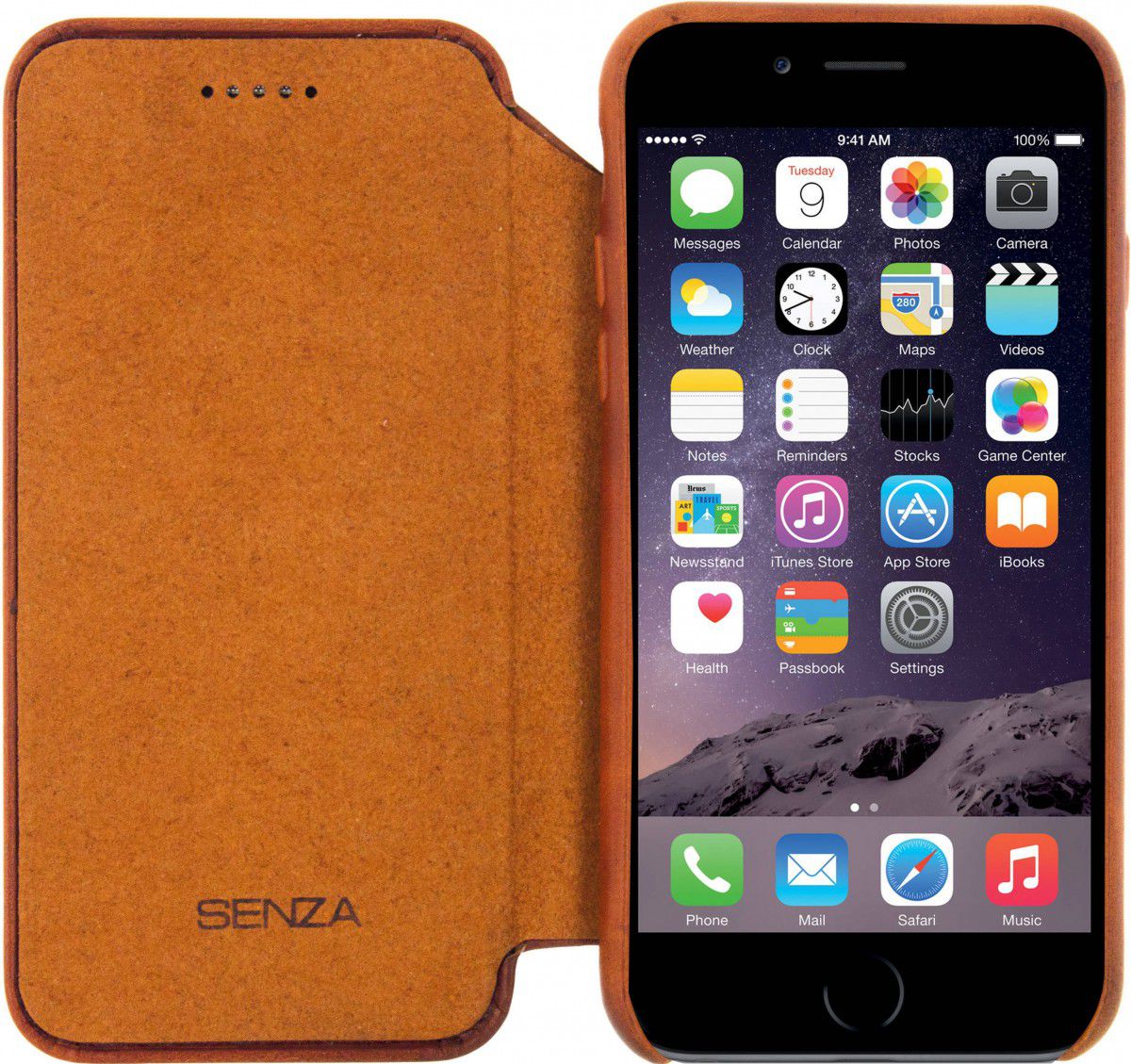 Senza Desire Skinny Leren Portemonnee Hoesje Apple iPhone 6(S) Bruin afbeelding 1