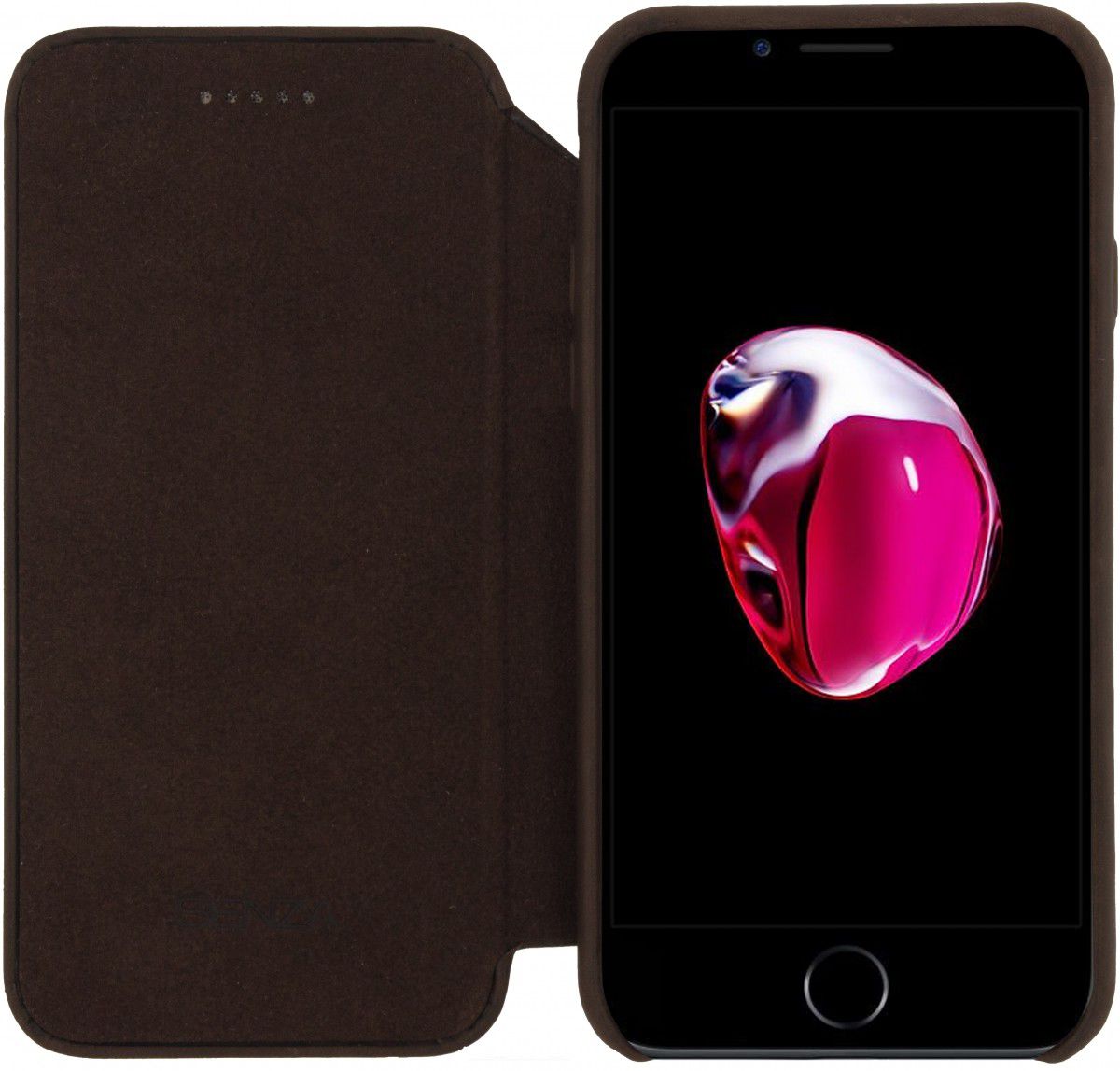 Senza Raw Apple iPhone SE (2020) Hoesje Dun Leren Wallet Case Bruin afbeelding 1