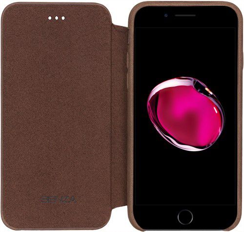 Senza Raw Apple iPhone SE (2020) Hoesje Dun Leren Book Case Bruin afbeelding 1