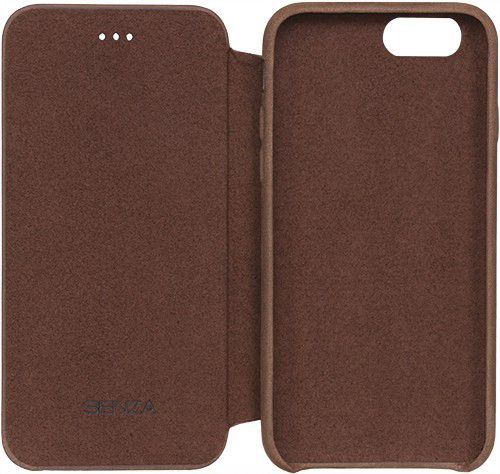 Senza Raw Apple iPhone SE (2020) Hoesje Dun Leren Book Case Bruin afbeelding 3