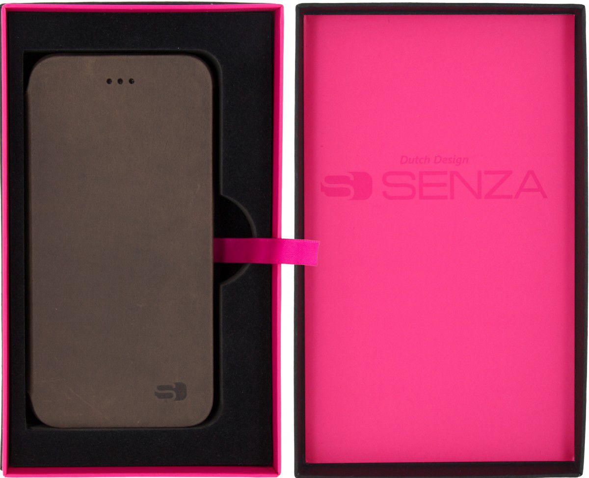 Senza Raw Apple iPhone SE (2020) Hoesje Dun Leren Book Case Bruin afbeelding 6