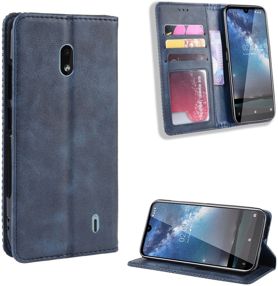 Nokia 2.2 Stijlvol Vintage Portemonnee Hoesje Blauw afbeelding 5