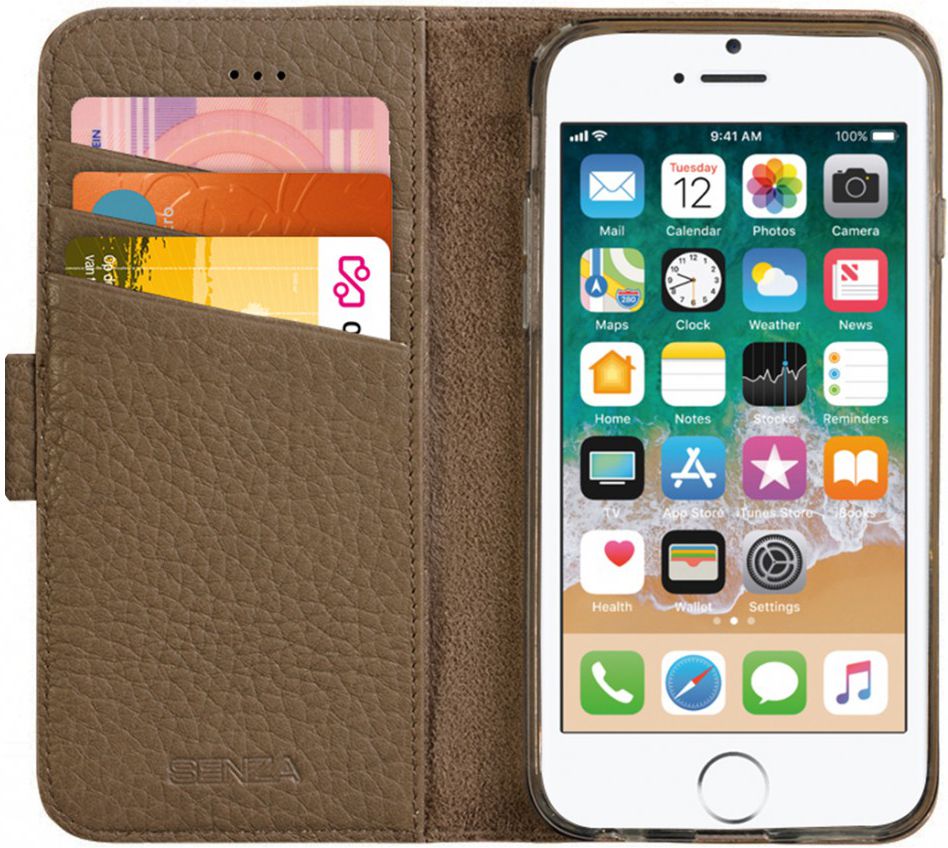 Senza Exquisite Leren Portemonnee Hoesje iPhone 5(S) / SE Bruin afbeelding 1