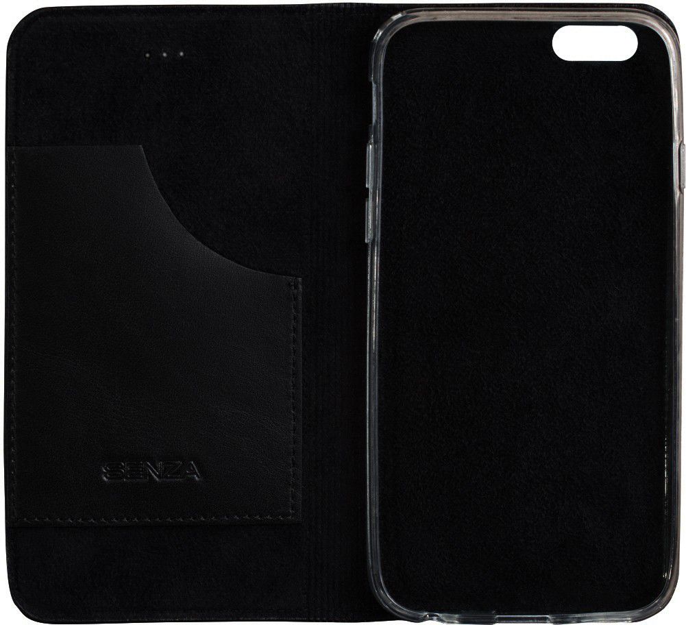 Senza Authentic Leren Portemonnee Hoesje Apple iPhone 6(S) Zwart afbeelding 4