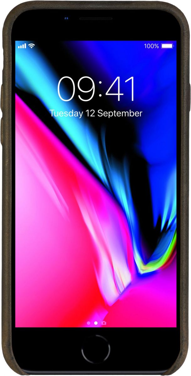 Senza Raw Apple iPhone SE (2020) Hoesje Dun Leren Back Cover Bruin afbeelding 2