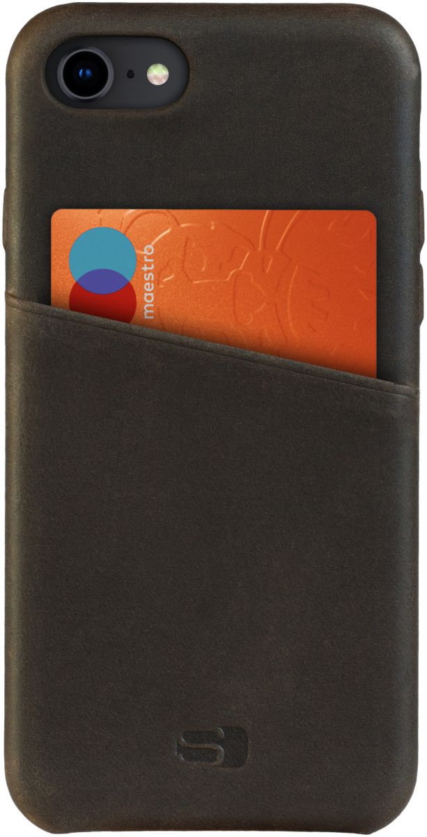 Senza Raw Apple iPhone SE (2020) Hoesje Dun Leren Back Cover Bruin afbeelding 1