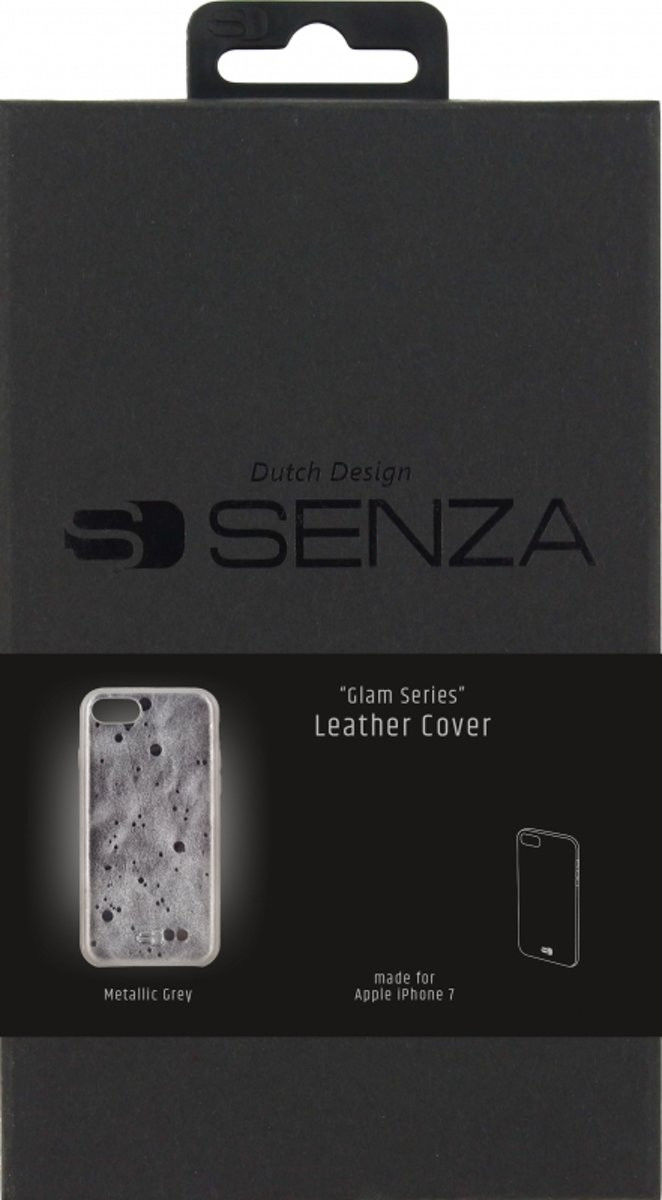 Senza Glam Apple iPhone SE (2020) Hoesje Dun Leren Back Cover Grijs afbeelding 5