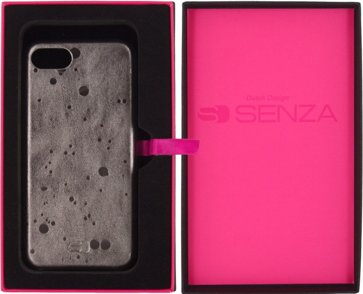 Senza Glam Apple iPhone SE (2020) Hoesje Dun Leren Back Cover Grijs afbeelding 6