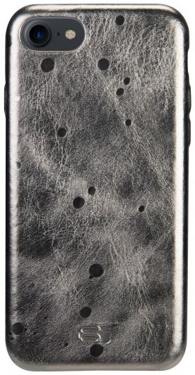 Senza Glam Apple iPhone SE (2020) Hoesje Dun Leren Back Cover Grijs afbeelding 1