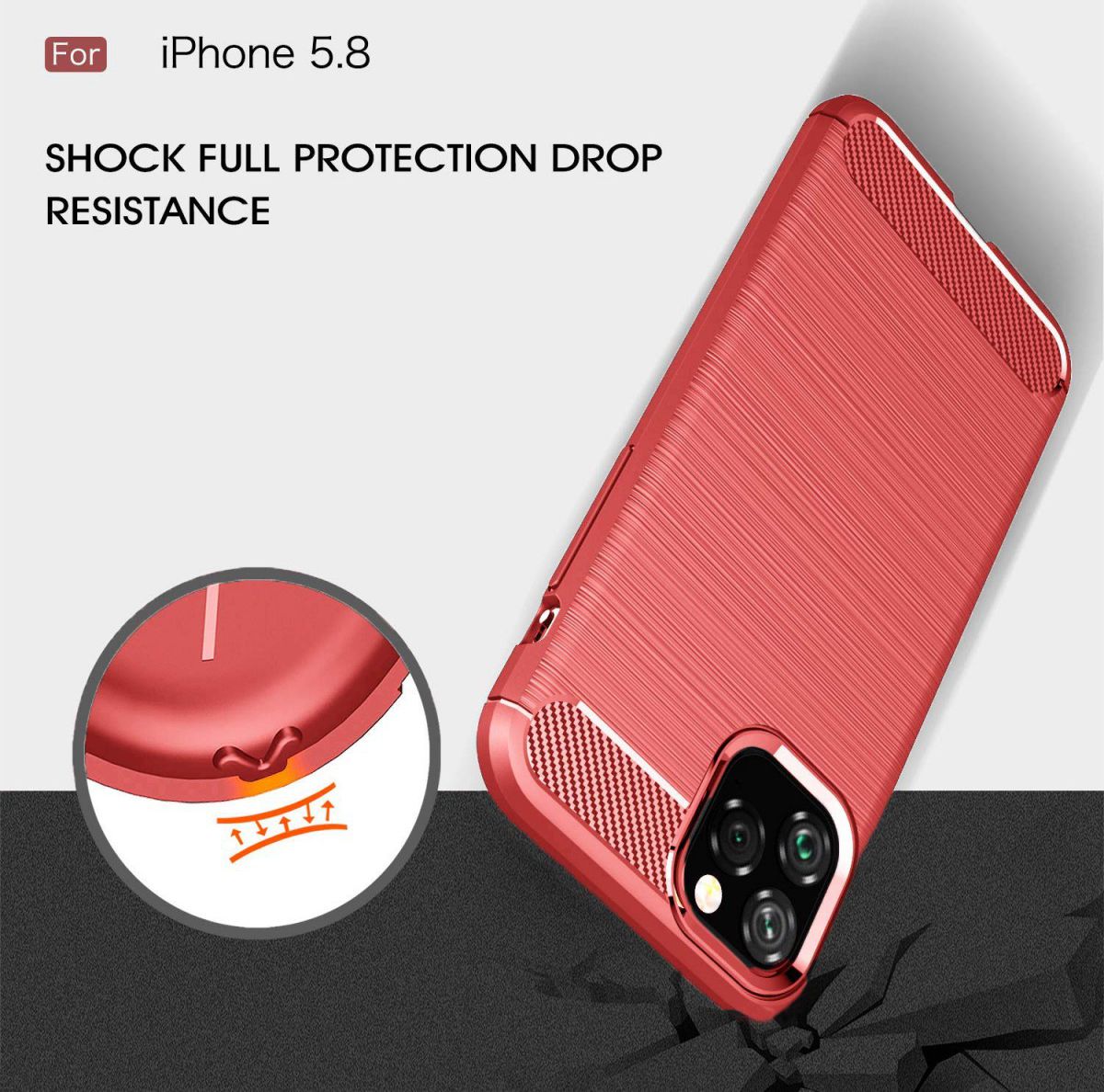 Apple iPhone 11 Pro Hoesje Geborsteld TPU Rood afbeelding 6