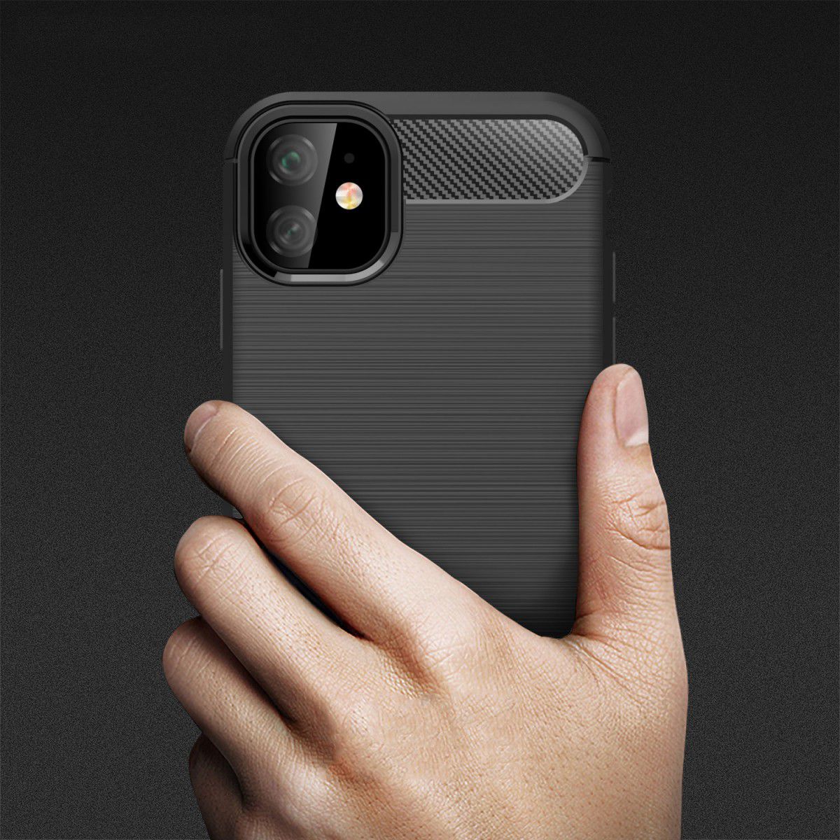 Apple iPhone 11 Geborsteld TPU Hoesje Zwart afbeelding 11