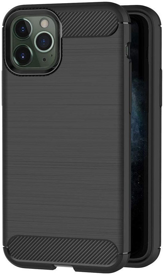 Apple iPhone 11 Pro Max Geborsteld TPU Hoesje Zwart afbeelding 1